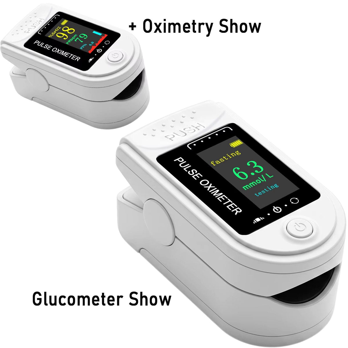 Fingertip Health Monitor – Glucose and Oxygen Tracking, White — photo 2