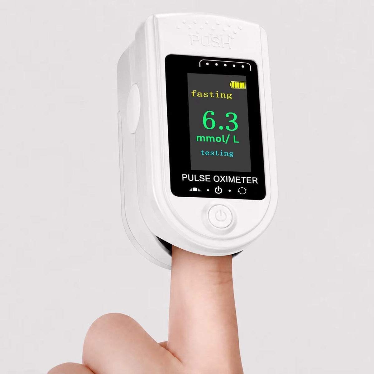 Fingertip Health Monitor – Glucose and Oxygen Tracking, White — photo 1
