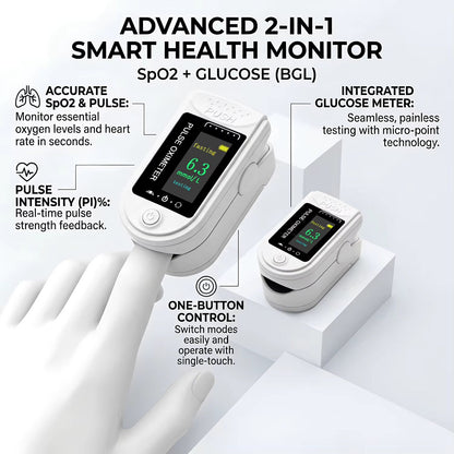 Fingertip Health Monitor – Glucose and Oxygen Tracking, White — photo 8