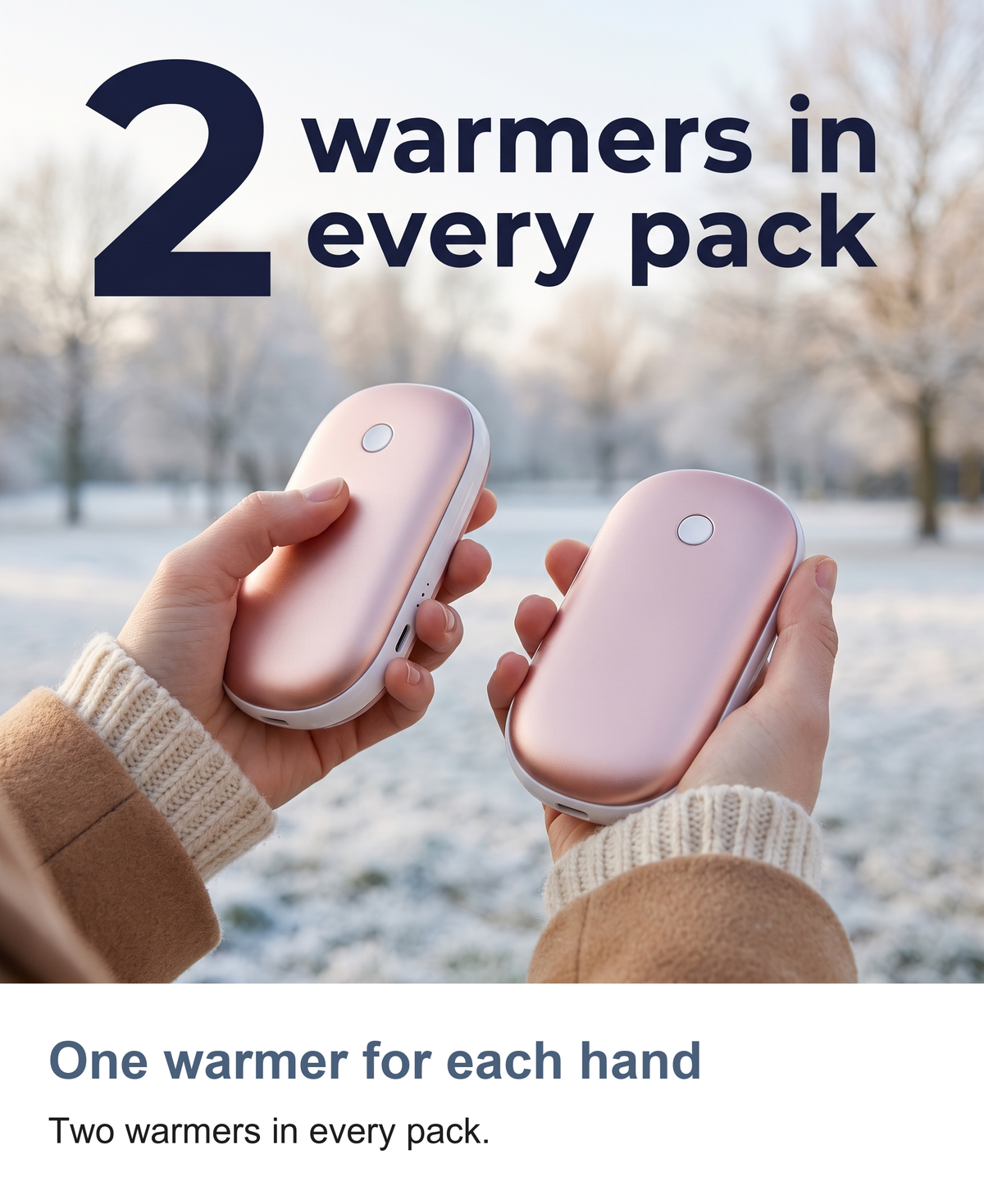 Rechargeable Hand Warmers, 2 Pack Pebble Hand Warmer and Power Bank — photo 6