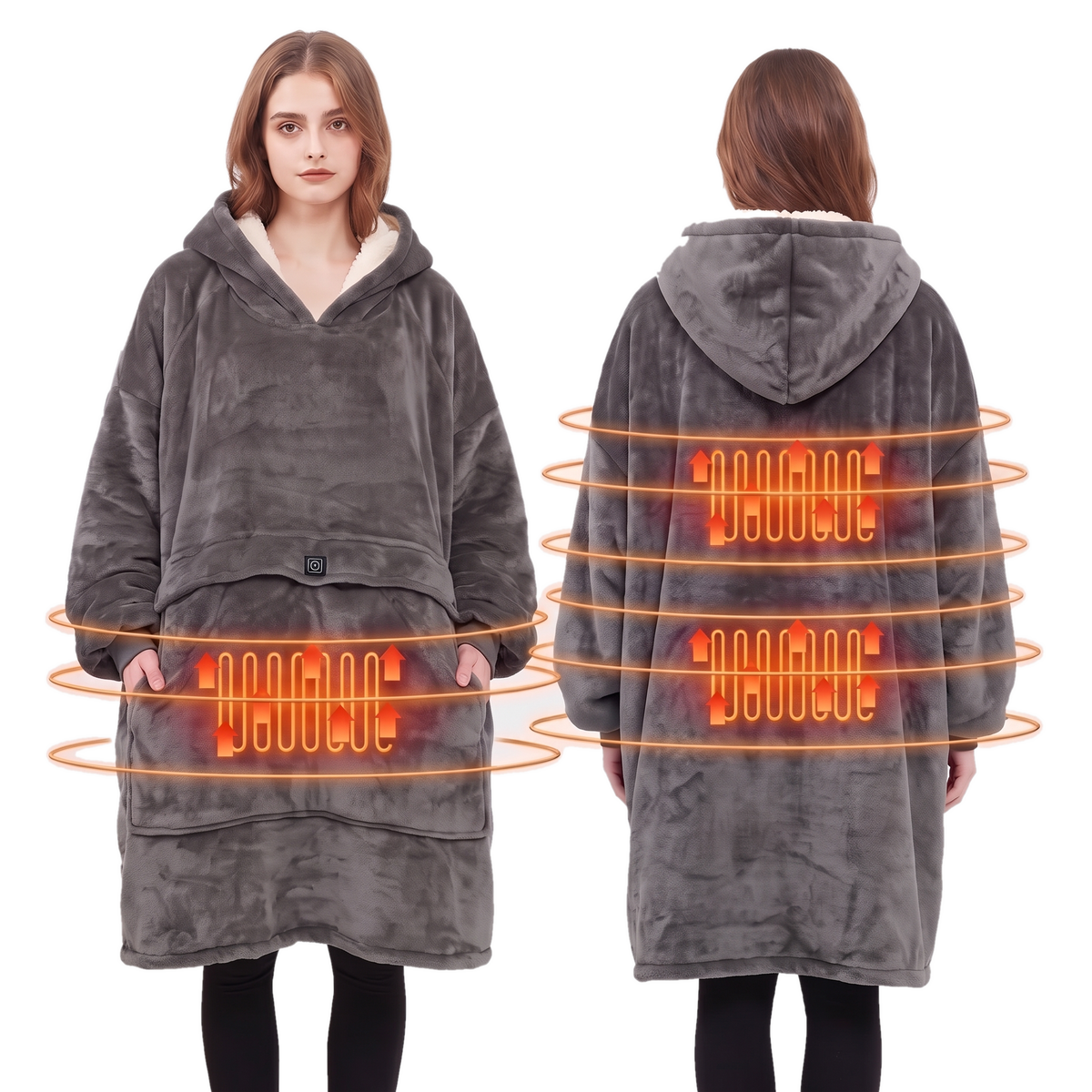 Heated Hoodie Blanket, Oversized Wearable Blanket with 3 Heating Zones — photo 3