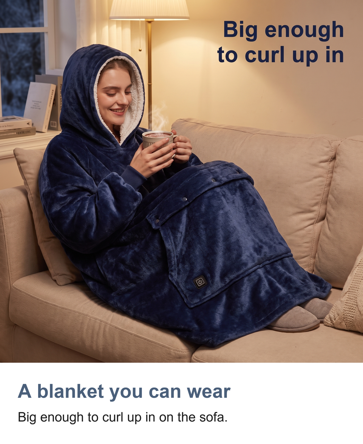 Heated Hoodie Blanket, Oversized Wearable Blanket with 3 Heating Zones — photo 7