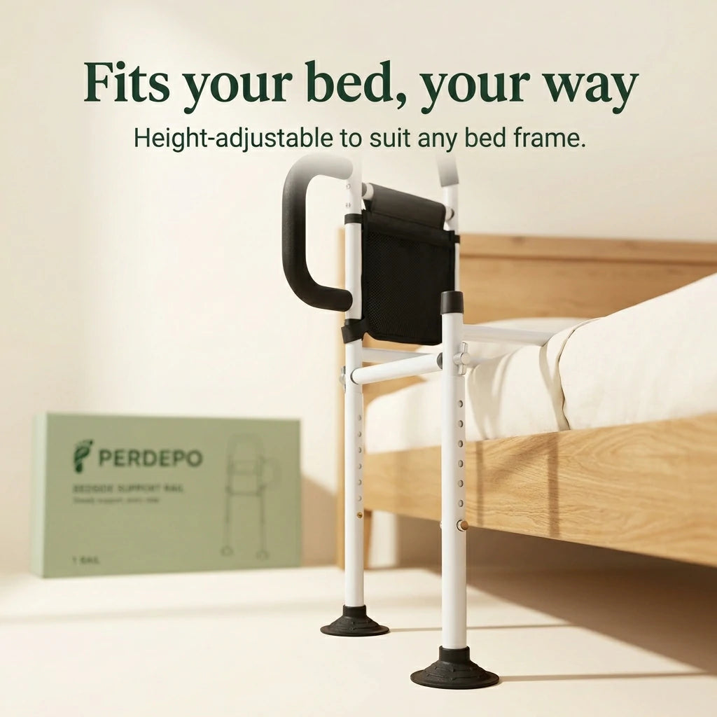 Perdepo™ - Bedside Support Rail | Adjustable Bed Assist for Seniors