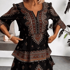 Nordspur | Tiered Paisley Print Split-Sleeve Midi Dress — photo 17