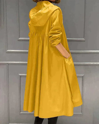 Waterproof Mid-Length Women's Raincoat with Adjustable Hood — photo 7
