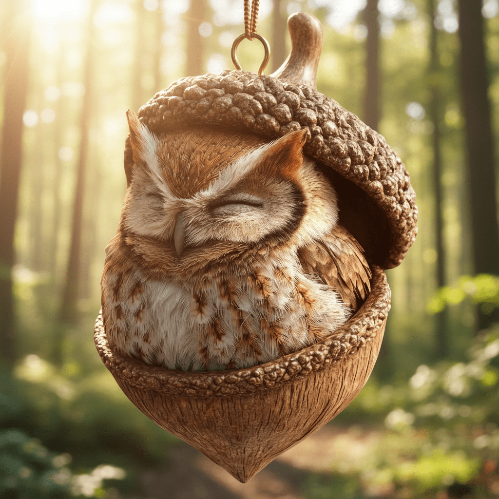 Woodland Animal Acorn Christmas Tree Ornaments, Handcrafted Rustic Holiday Decor — photo 6