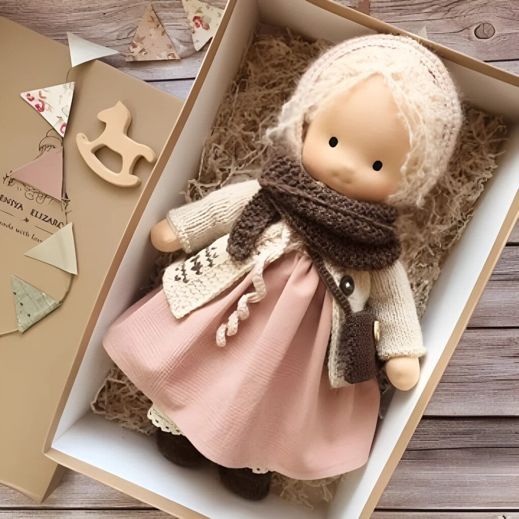 Handmade Waldorf Doll – Soft Plush Toy, Natural Cotton & Wool, Hypoallergenic — photo 2