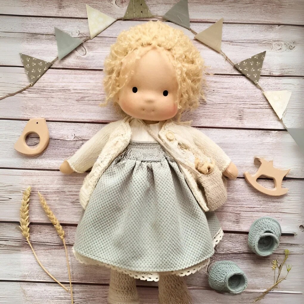 Handmade Waldorf Doll – Soft Plush Toy, Natural Cotton & Wool, Hypoallergenic — photo 3