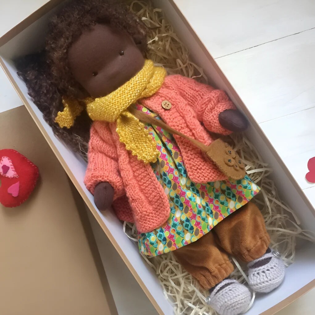 Handmade Waldorf Doll – Soft Plush Toy, Natural Cotton & Wool, Hypoallergenic — photo 6