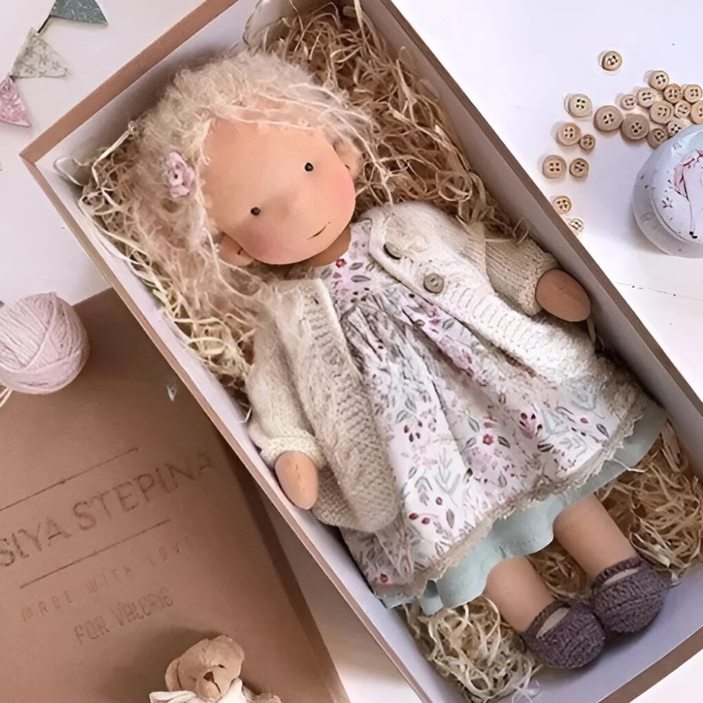 Handmade Waldorf Doll – Soft Plush Toy, Natural Cotton & Wool, Hypoallergenic — photo 8