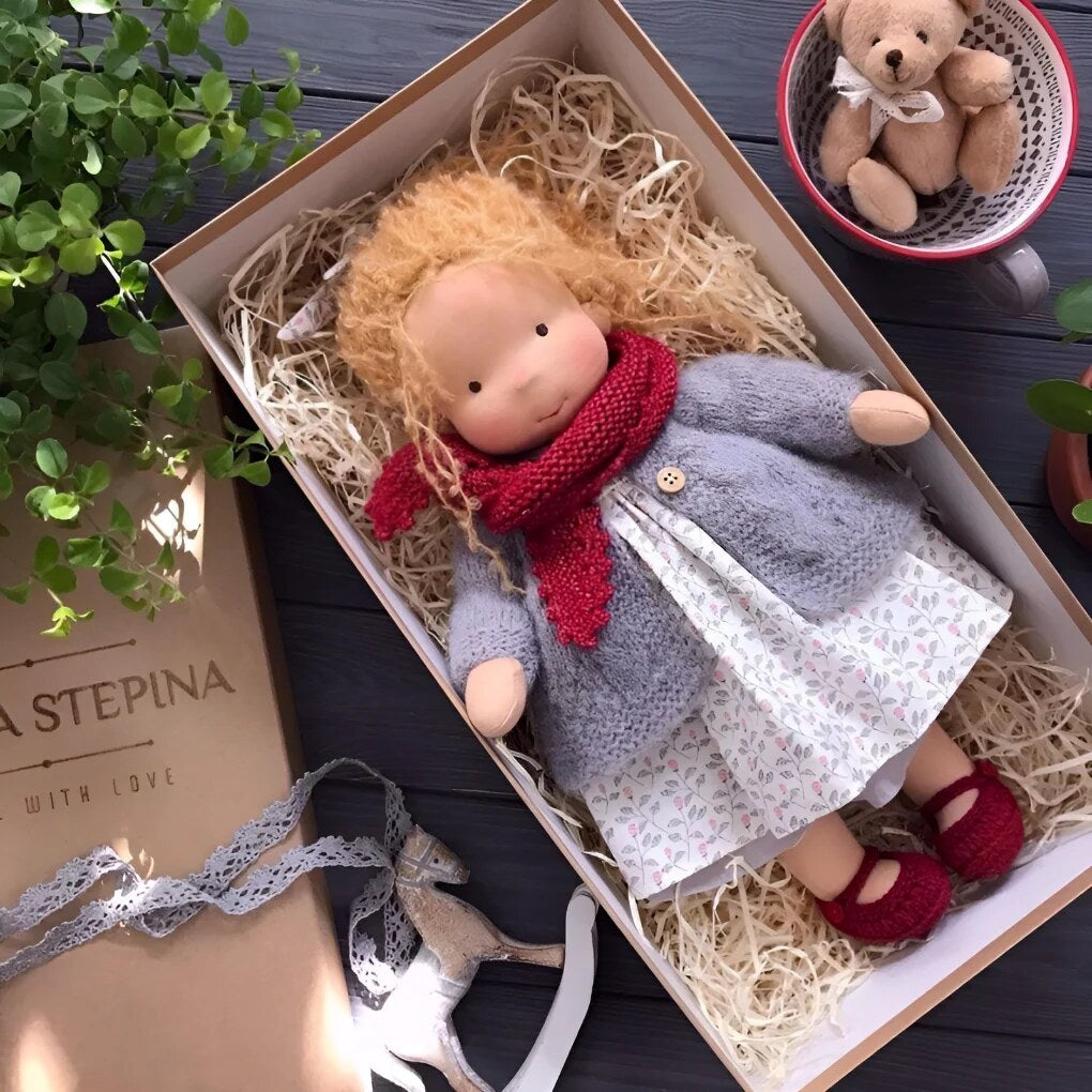 Handmade Waldorf Doll – Soft Plush Toy, Natural Cotton & Wool, Hypoallergenic — photo 10
