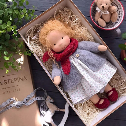 Handmade Waldorf Doll – Soft Plush Toy, Natural Cotton & Wool, Hypoallergenic — photo 10