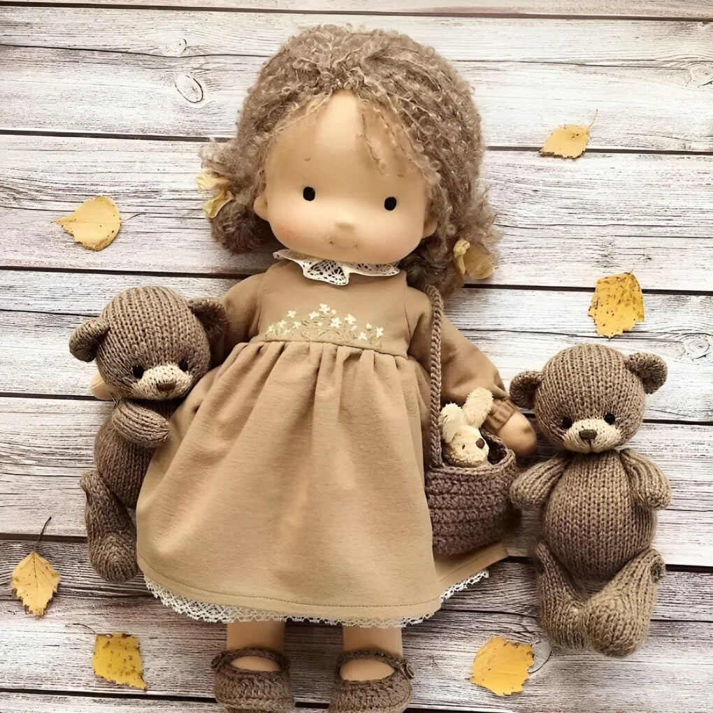 Handmade Waldorf Doll – Soft Plush Toy, Natural Cotton & Wool, Hypoallergenic — photo 12