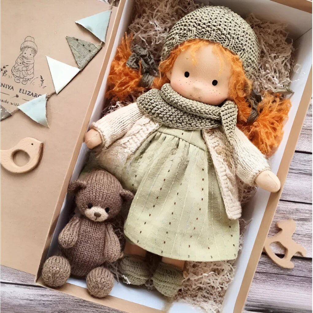 Handmade Waldorf Doll – Soft Plush Toy, Natural Cotton & Wool, Hypoallergenic — photo 14