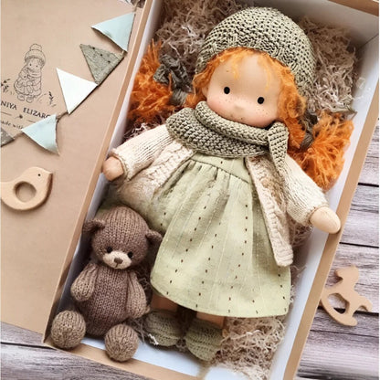 Handmade Waldorf Doll – Soft Plush Toy, Natural Cotton & Wool, Hypoallergenic — photo 14