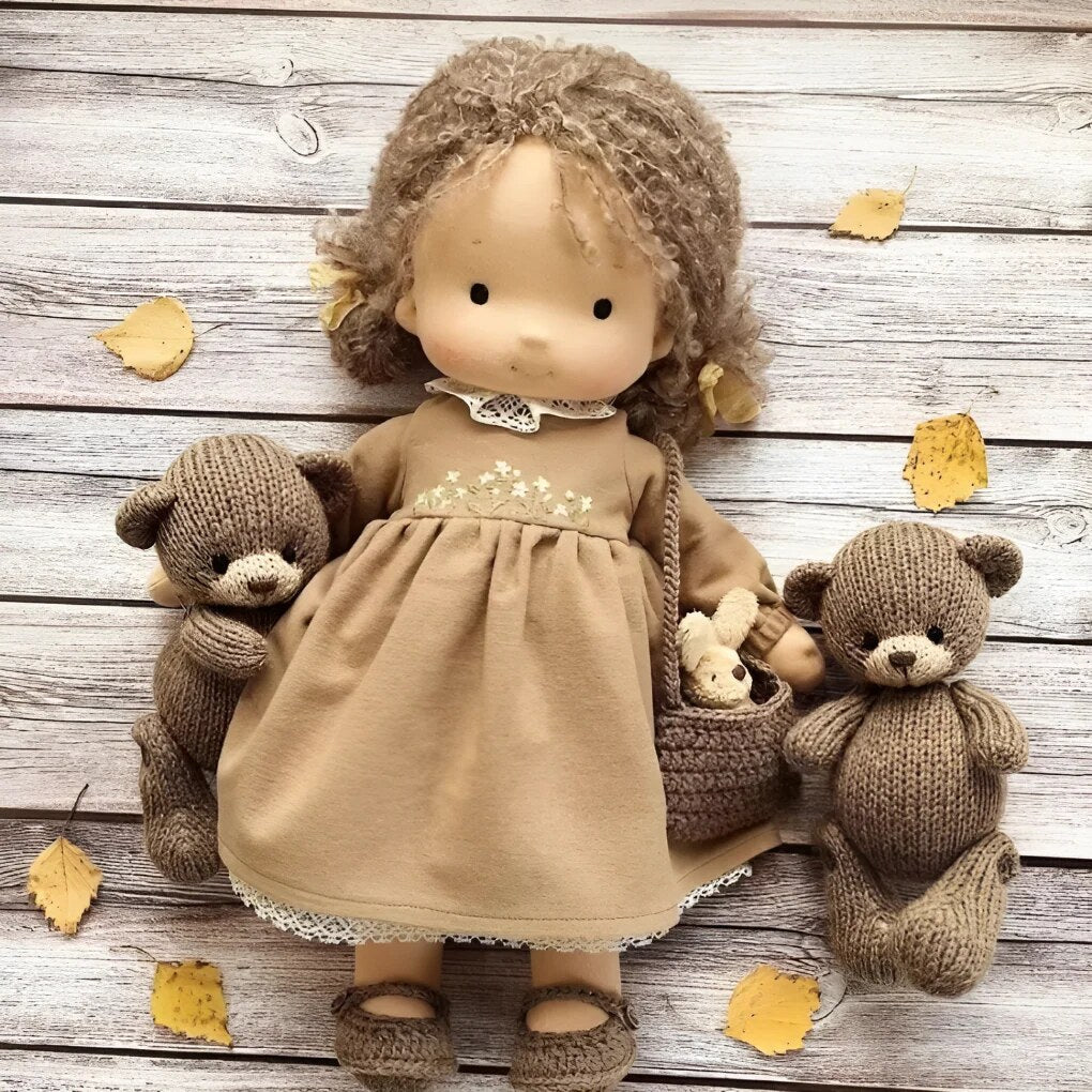 Handmade Waldorf Doll – Soft Plush Toy, Natural Cotton & Wool, Hypoallergenic — photo 18