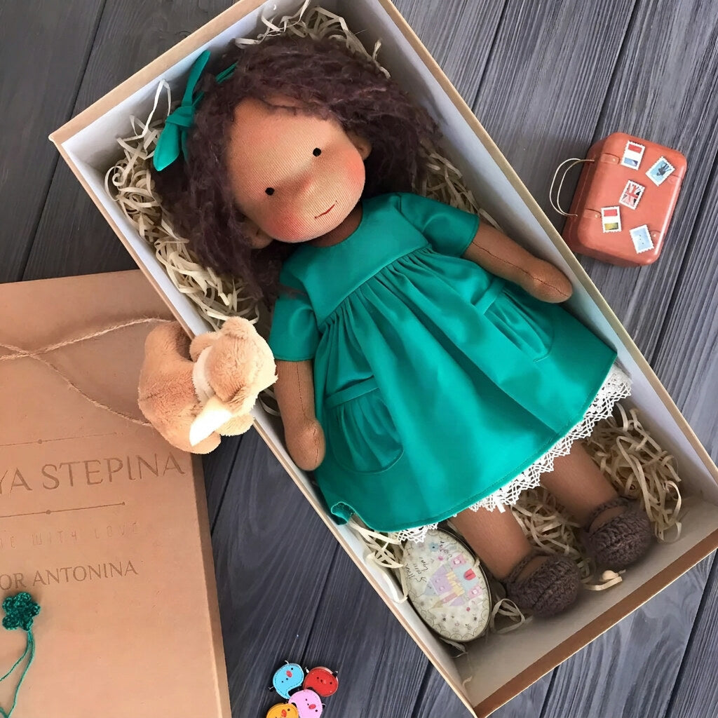 Handmade Waldorf Doll – Soft Plush Toy, Natural Cotton & Wool, Hypoallergenic — photo 20
