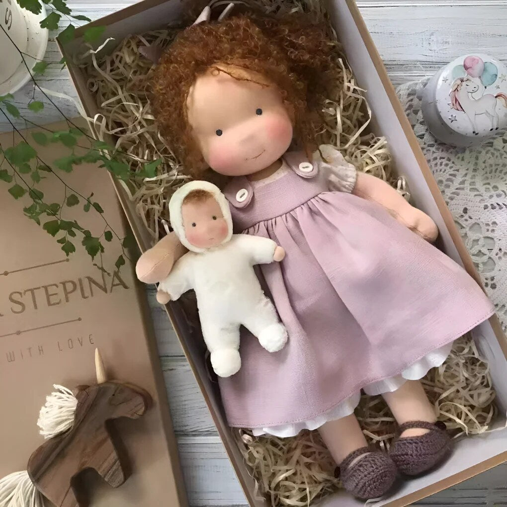 Handmade Waldorf Doll – Soft Plush Toy, Natural Cotton & Wool, Hypoallergenic — photo 21