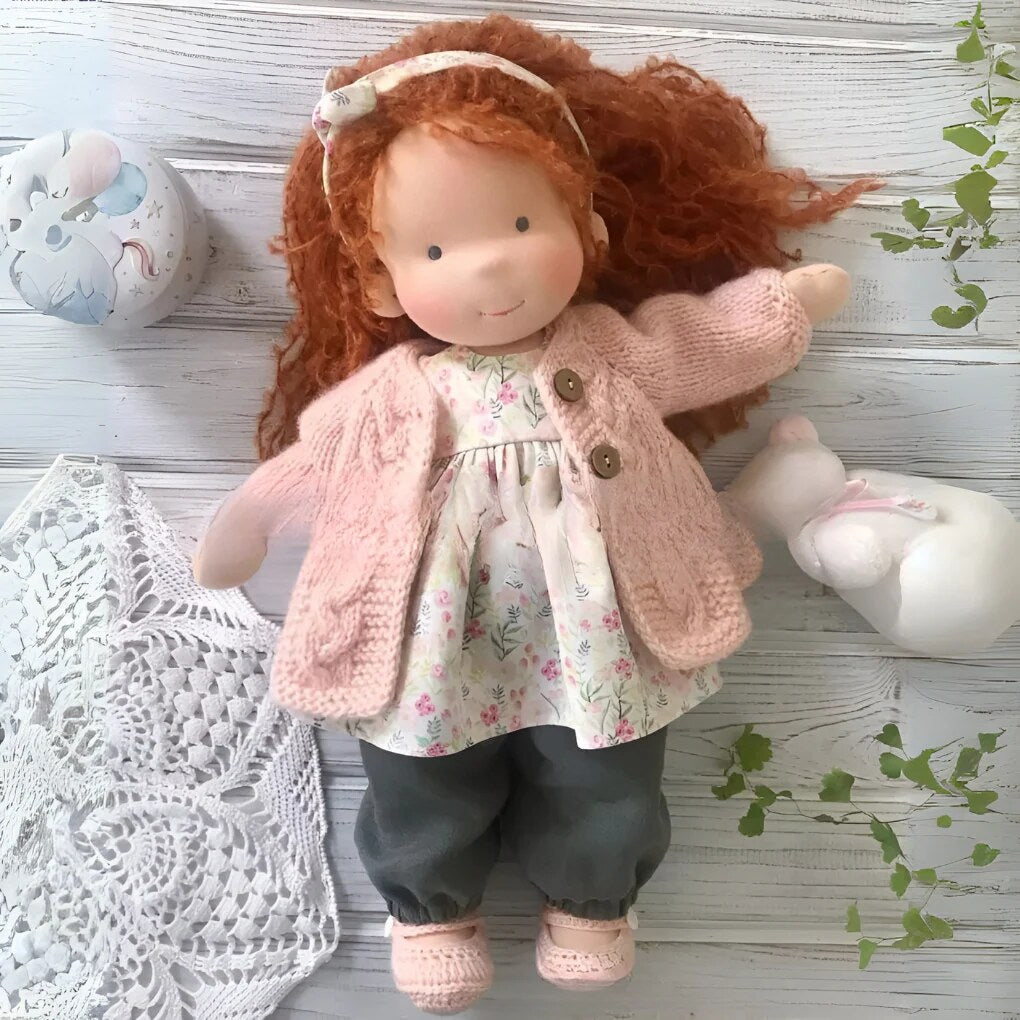 Handmade Waldorf Doll – Soft Plush Toy, Natural Cotton & Wool, Hypoallergenic — photo 24