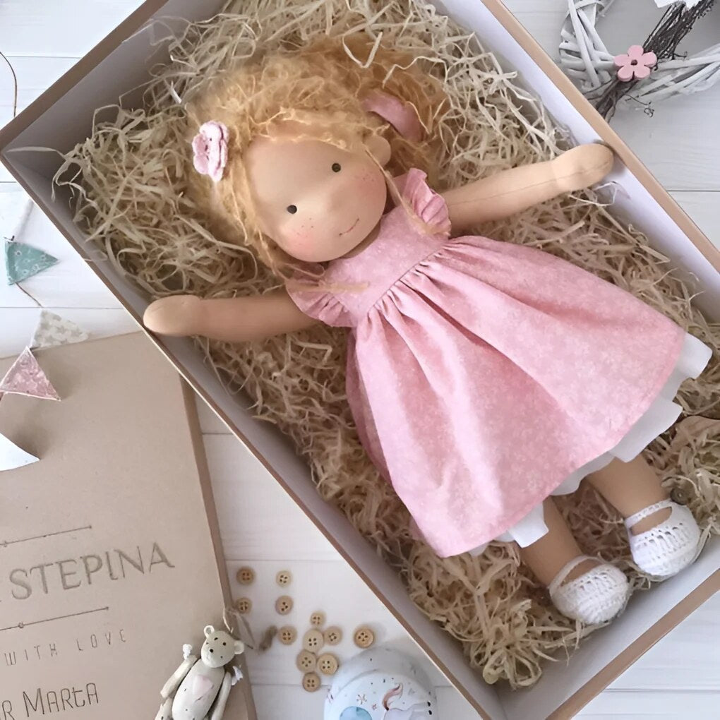Handmade Waldorf Doll – Soft Plush Toy, Natural Cotton & Wool, Hypoallergenic — photo 29