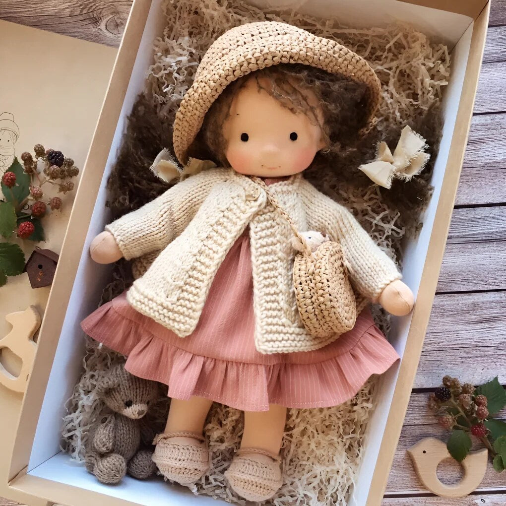 Handmade Waldorf Doll – Soft Plush Toy, Natural Cotton & Wool, Hypoallergenic — photo 30