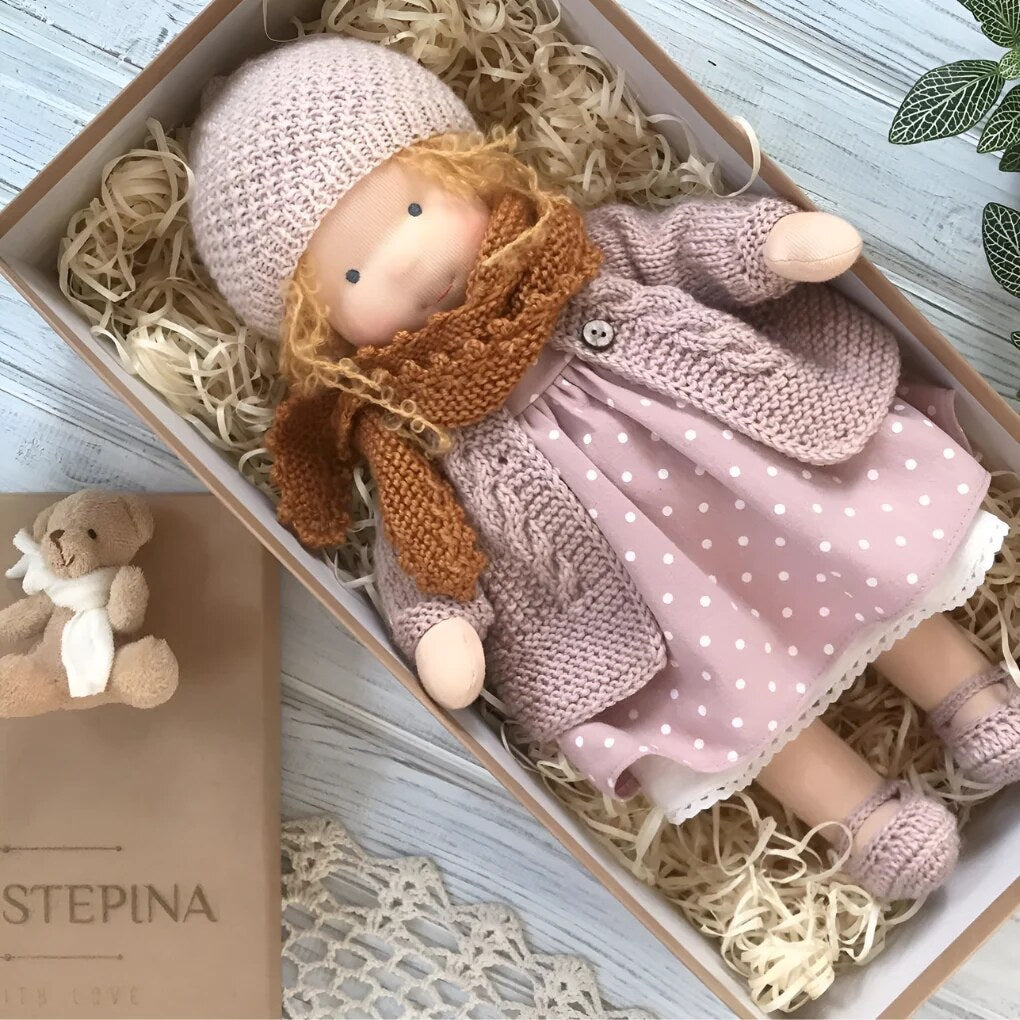 Handmade Waldorf Doll – Soft Plush Toy, Natural Cotton & Wool, Hypoallergenic — photo 32