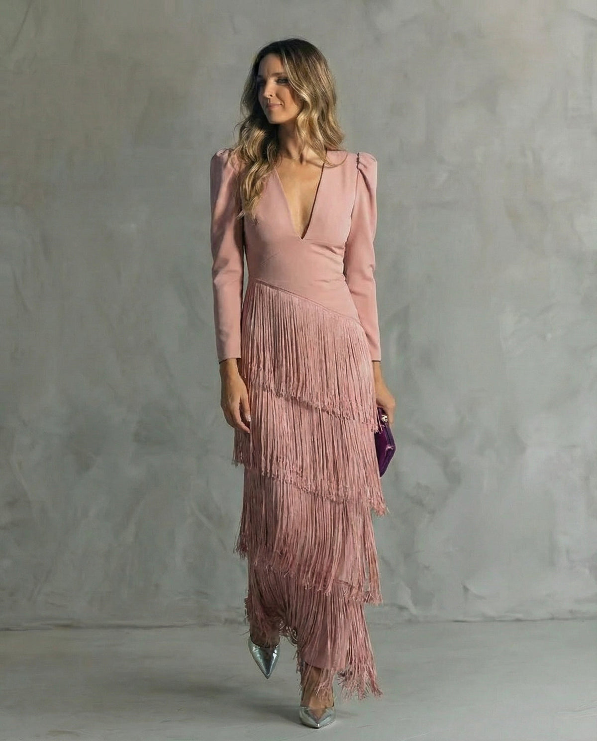 Elegant Fringe Midi Dress for Women, Flowy Sophisticated Style — photo 7