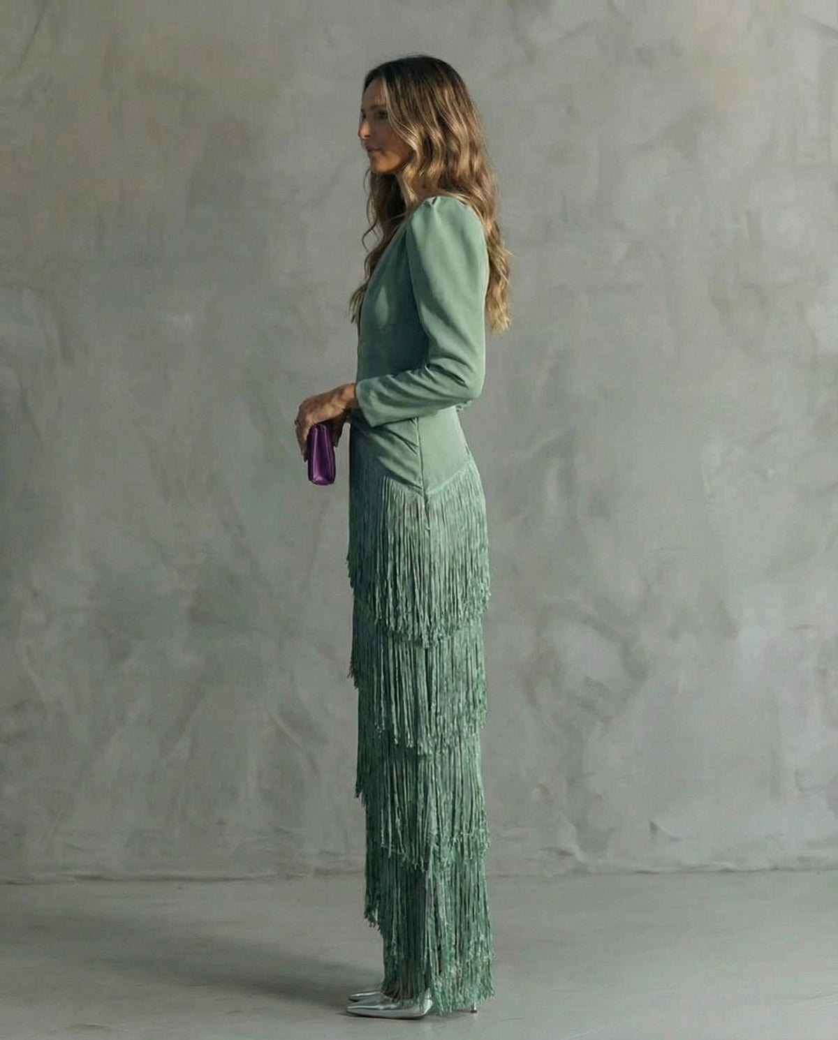 Elegant Fringe Midi Dress for Women, Flowy Sophisticated Style — photo 3