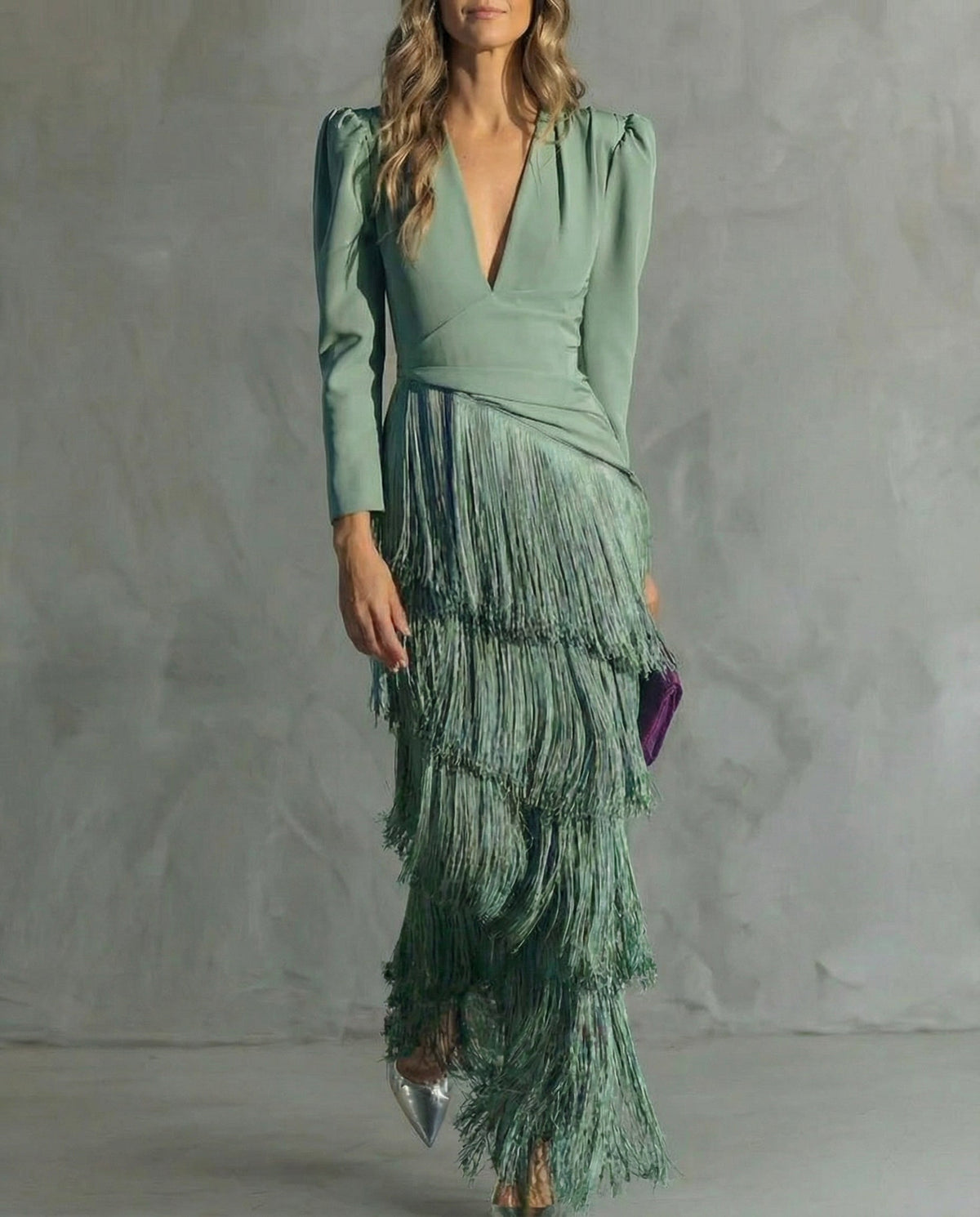 Elegant Fringe Midi Dress for Women, Flowy Sophisticated Style — photo 1