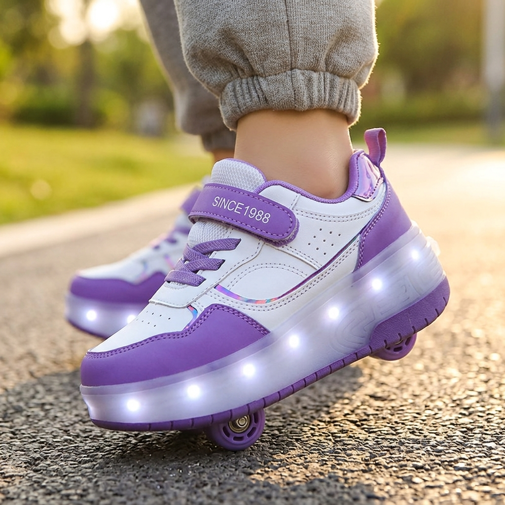 Children's Roller Sneakers with Retractable Wheels and Rechargeable LED Light-Up Sole — photo 1