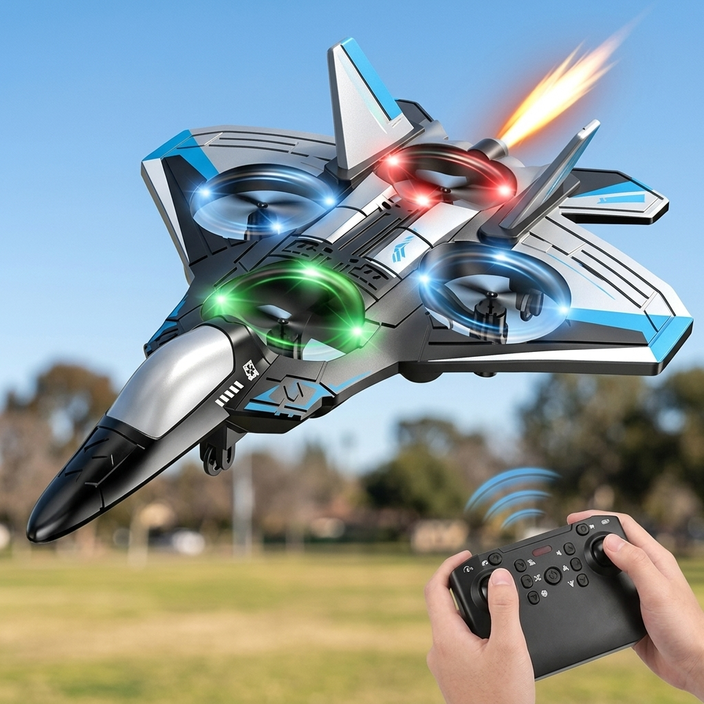Remote-Controlled Flying Toy Jet with 360-Degree Loops and LED Lights, Shockproof — photo 1