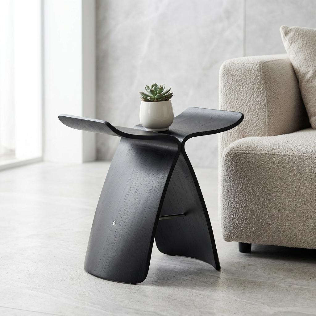Sculptural Butterfly Stool with Curved Seat - Decorative Side Seat and Storage Surface — photo 1