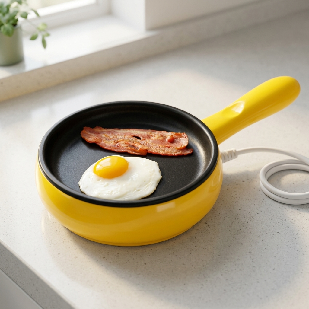 Electric Mini Frying Pan Non Stick Small Egg and Bacon Cooker with Automatic Shut Off Safety — photo 1