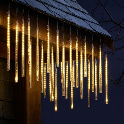 LED Dripping Icicle Lights Outdoor Christmas Cascading Meteor Shower 8 Tubes 20 Inch Linkable Set — photo 1