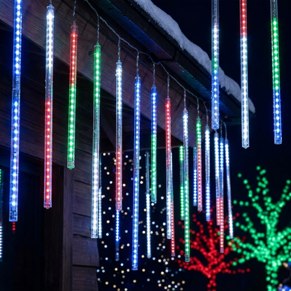LED Dripping Icicle Lights Outdoor Christmas Cascading Meteor Shower 8 Tubes 20 Inch Linkable Set — photo 12