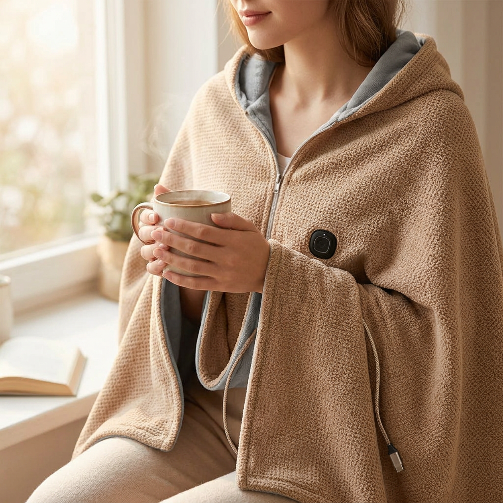 USB C Heated Shawl Blanket with Eight Heating Zones and Three Heat Levels — photo 1