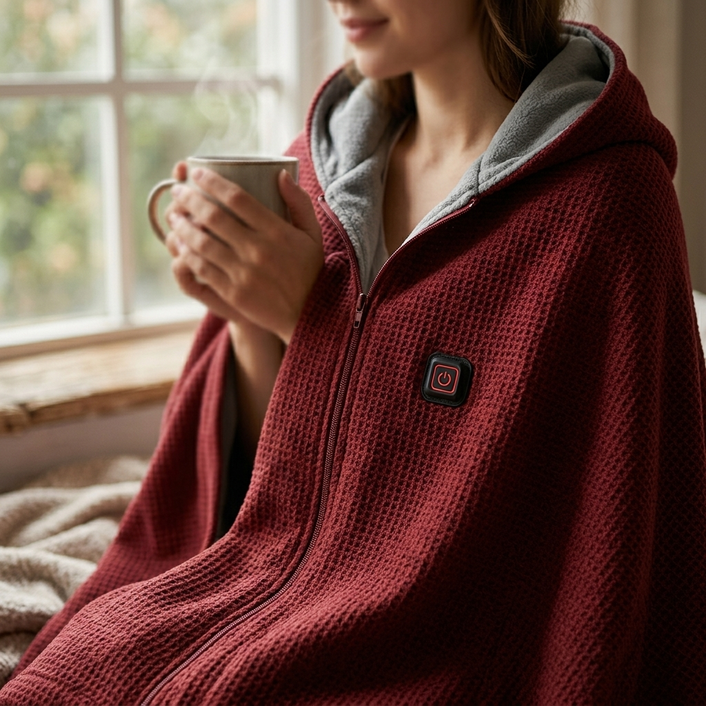 USB C Heated Shawl Blanket with Eight Heating Zones and Three Heat Levels — photo 12