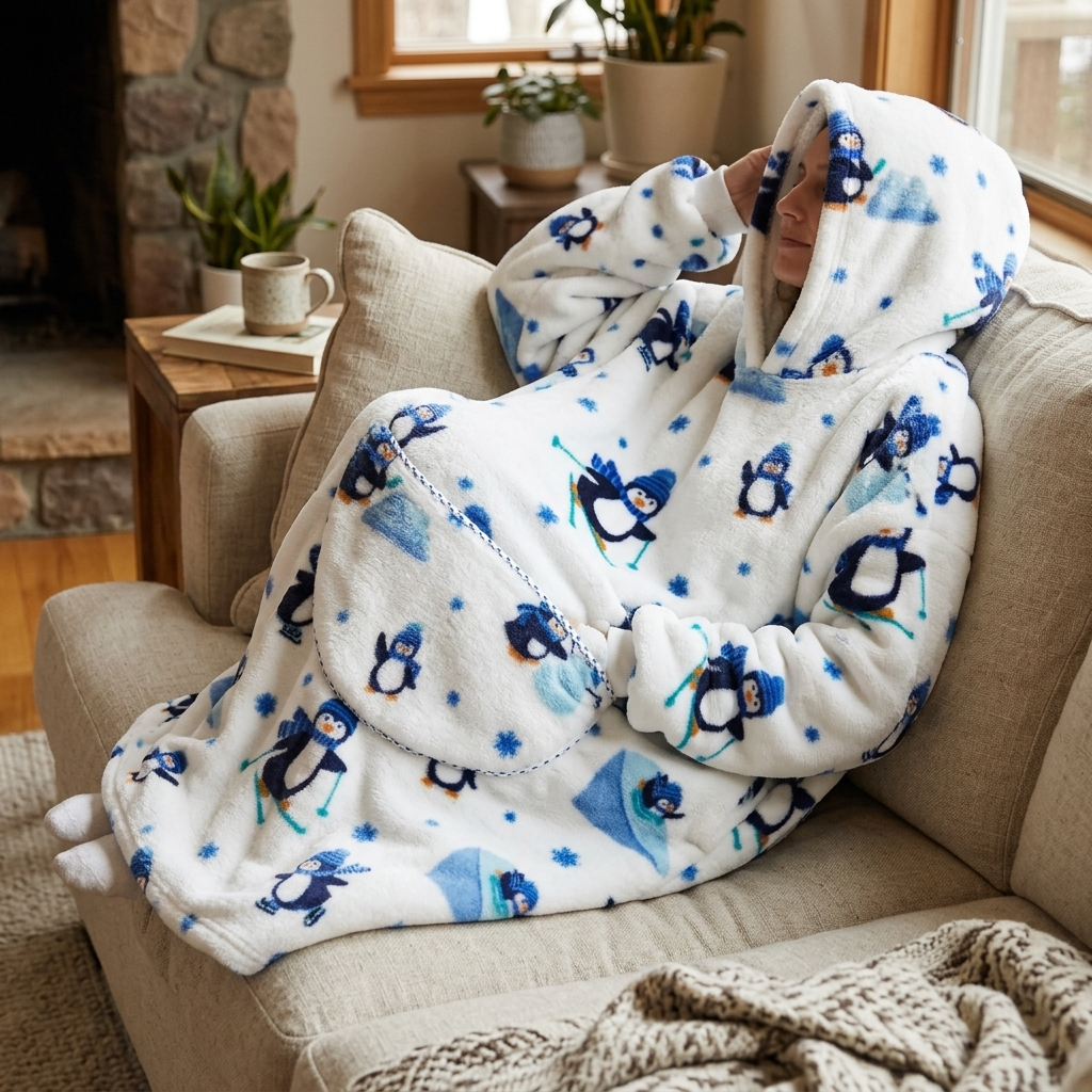 Long Wearable Blanket Hoodie Oversized Sherpa Fleece Hooded Blanket with Kangaroo Pocket for Adults — photo 26