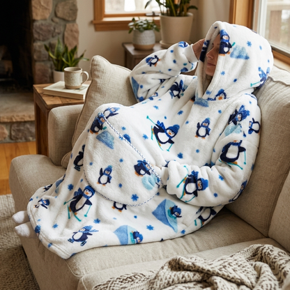 Long Wearable Blanket Hoodie Oversized Sherpa Fleece Hooded Blanket with Kangaroo Pocket for Adults — photo 26
