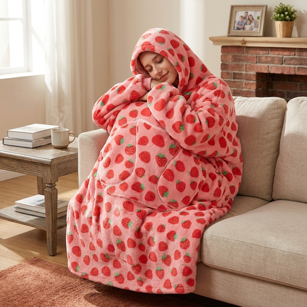 Long Wearable Blanket Hoodie Oversized Sherpa Fleece Hooded Blanket with Kangaroo Pocket for Adults — photo 30