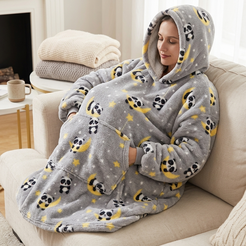 Long Wearable Blanket Hoodie Oversized Sherpa Fleece Hooded Blanket with Kangaroo Pocket for Adults — photo 24