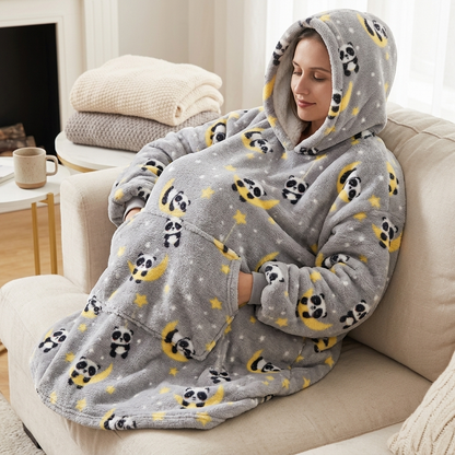 Long Wearable Blanket Hoodie Oversized Sherpa Fleece Hooded Blanket with Kangaroo Pocket for Adults — photo 24