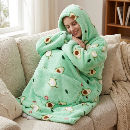 Long Wearable Blanket Hoodie Oversized Sherpa Fleece Hooded Blanket with Kangaroo Pocket for Adults — photo 21