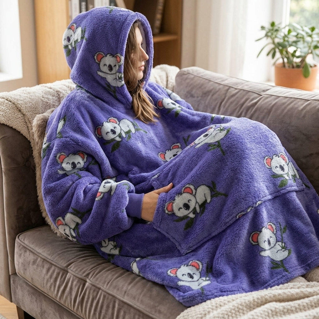 Long Wearable Blanket Hoodie Oversized Sherpa Fleece Hooded Blanket with Kangaroo Pocket for Adults — photo 25