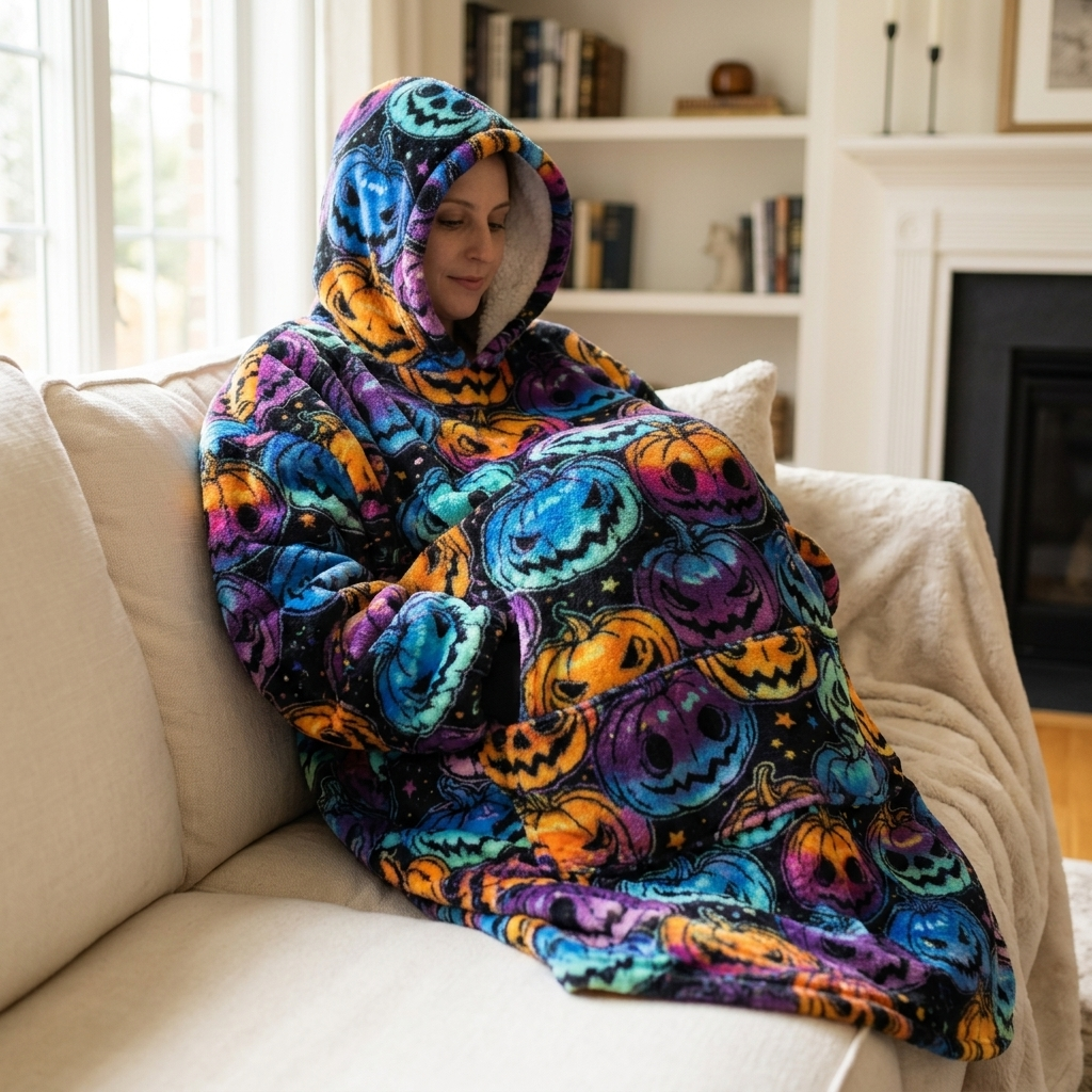 Long Wearable Blanket Hoodie Oversized Sherpa Fleece Hooded Blanket with Kangaroo Pocket for Adults — photo 28