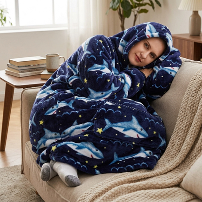 Long Wearable Blanket Hoodie Oversized Sherpa Fleece Hooded Blanket with Kangaroo Pocket for Adults — photo 23
