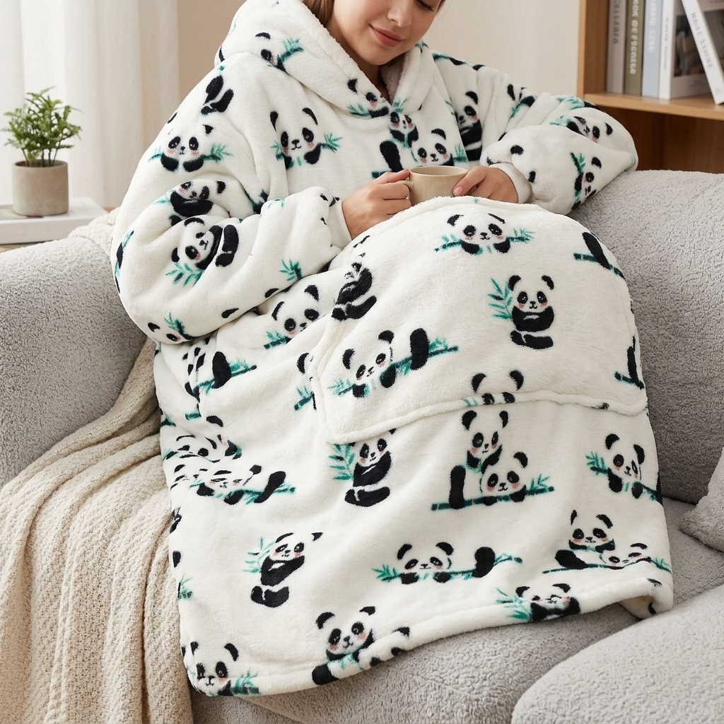 Long Wearable Blanket Hoodie Oversized Sherpa Fleece Hooded Blanket with Kangaroo Pocket for Adults — photo 31