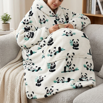 Long Wearable Blanket Hoodie Oversized Sherpa Fleece Hooded Blanket with Kangaroo Pocket for Adults — photo 31