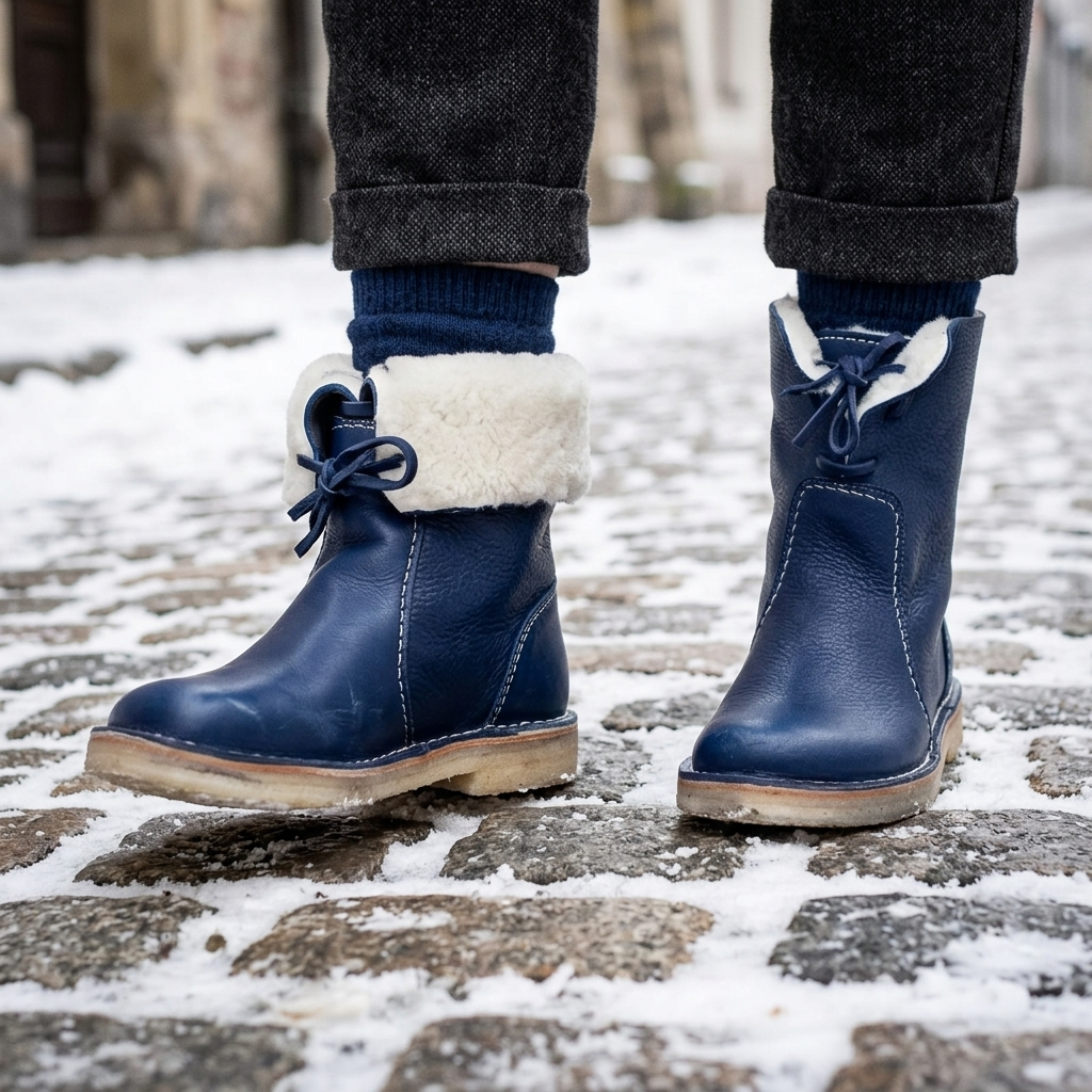 Waterproof Wool Lined Leather Winter Boots Lace Up Vintage Style Boots with Crepe Rubber Sole — photo 8