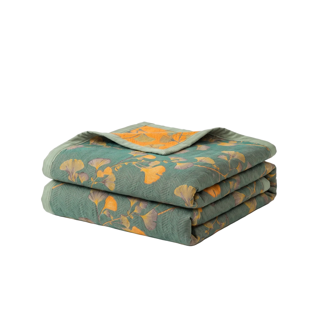 Ginkgo Leaf Jacquard Reversible Coverlet — photo 1